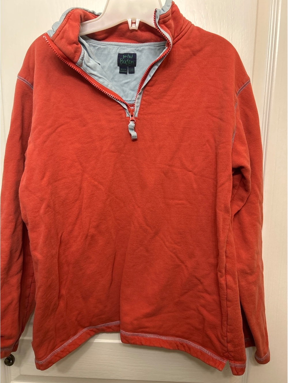 Mini Boden Women's Orange Quarter-Zip Pullover Sweatshirt